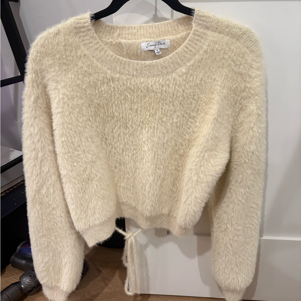 cupcakes & cashmere Cream Fuzzy Sweater